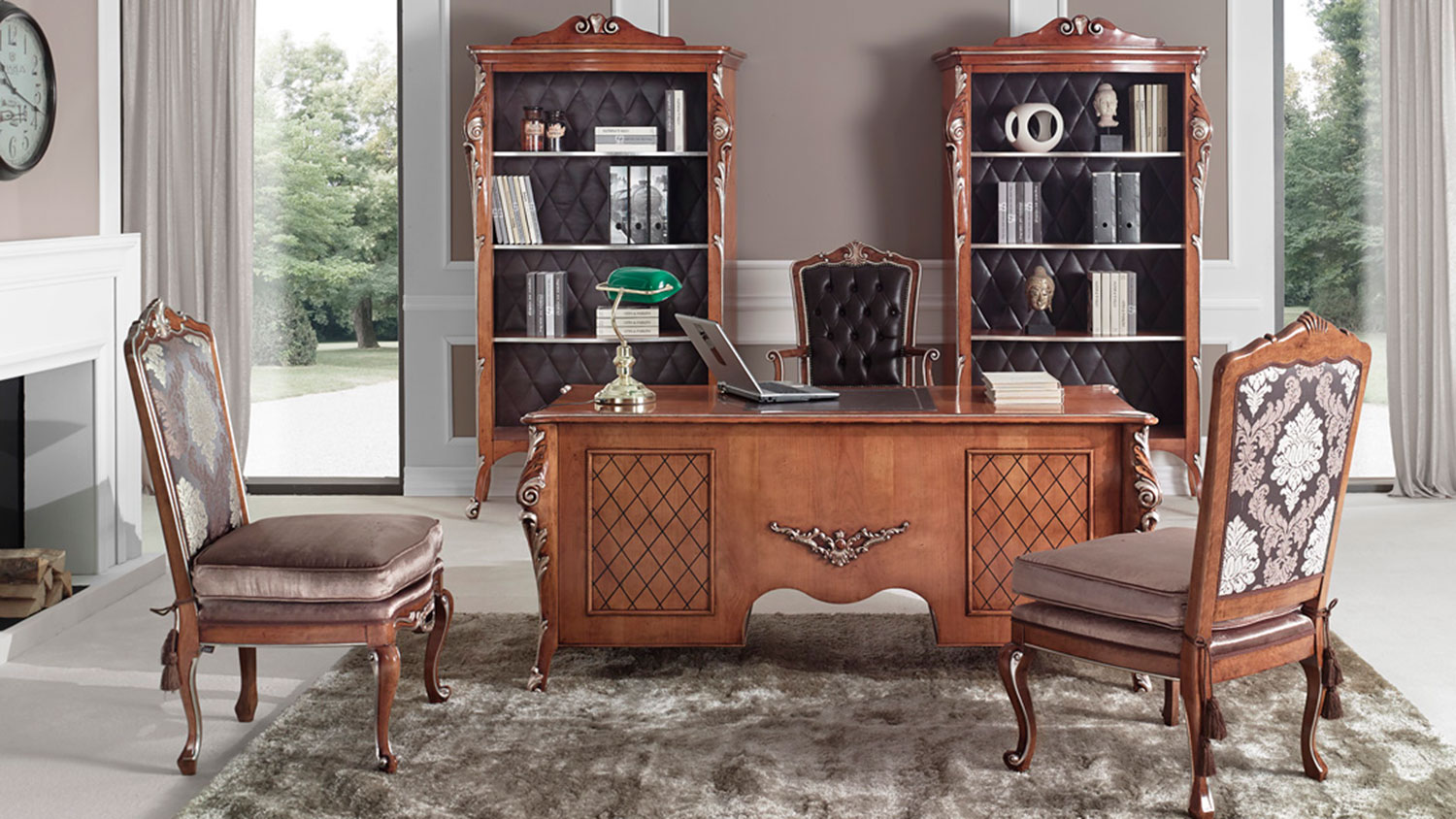 baroque writing desk and bookcases 4757