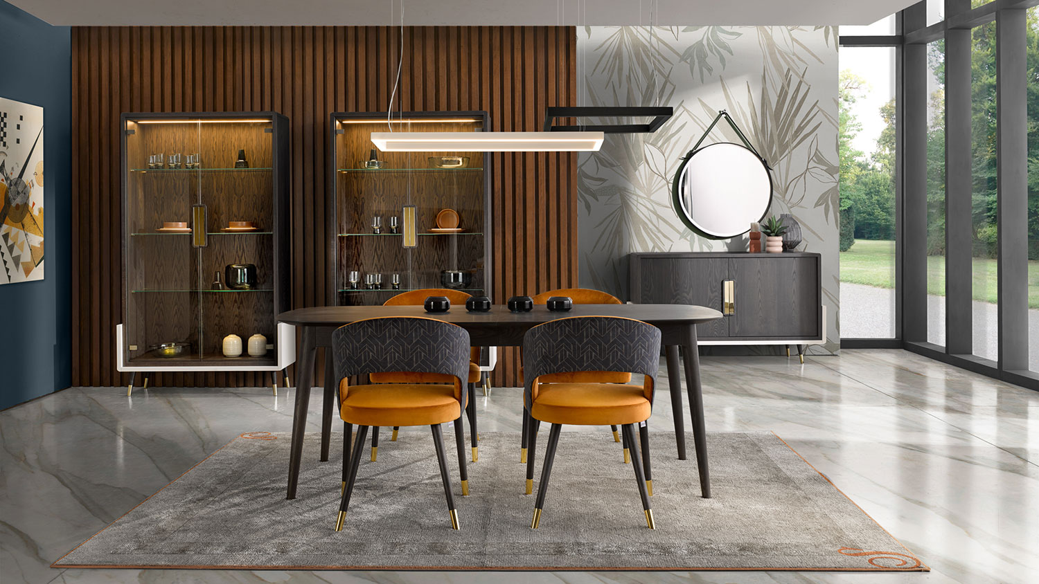 elly modern dining room set with cabinets 2869