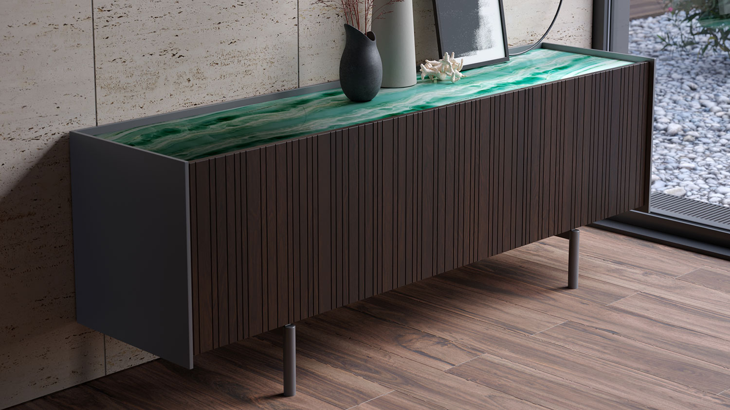 incisa modern glass top sideboard 2671