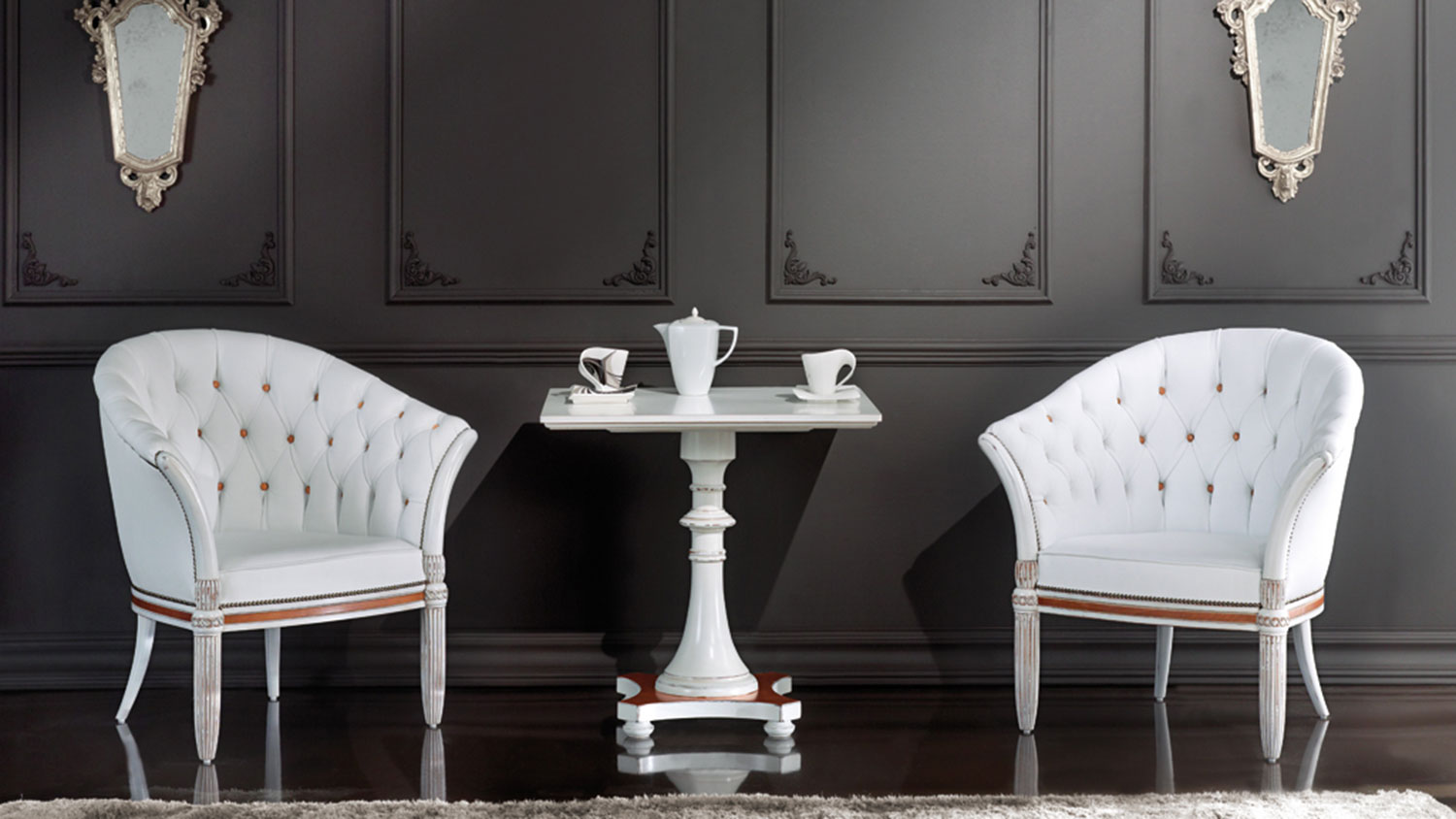 white leather armchairs with tufted back 719